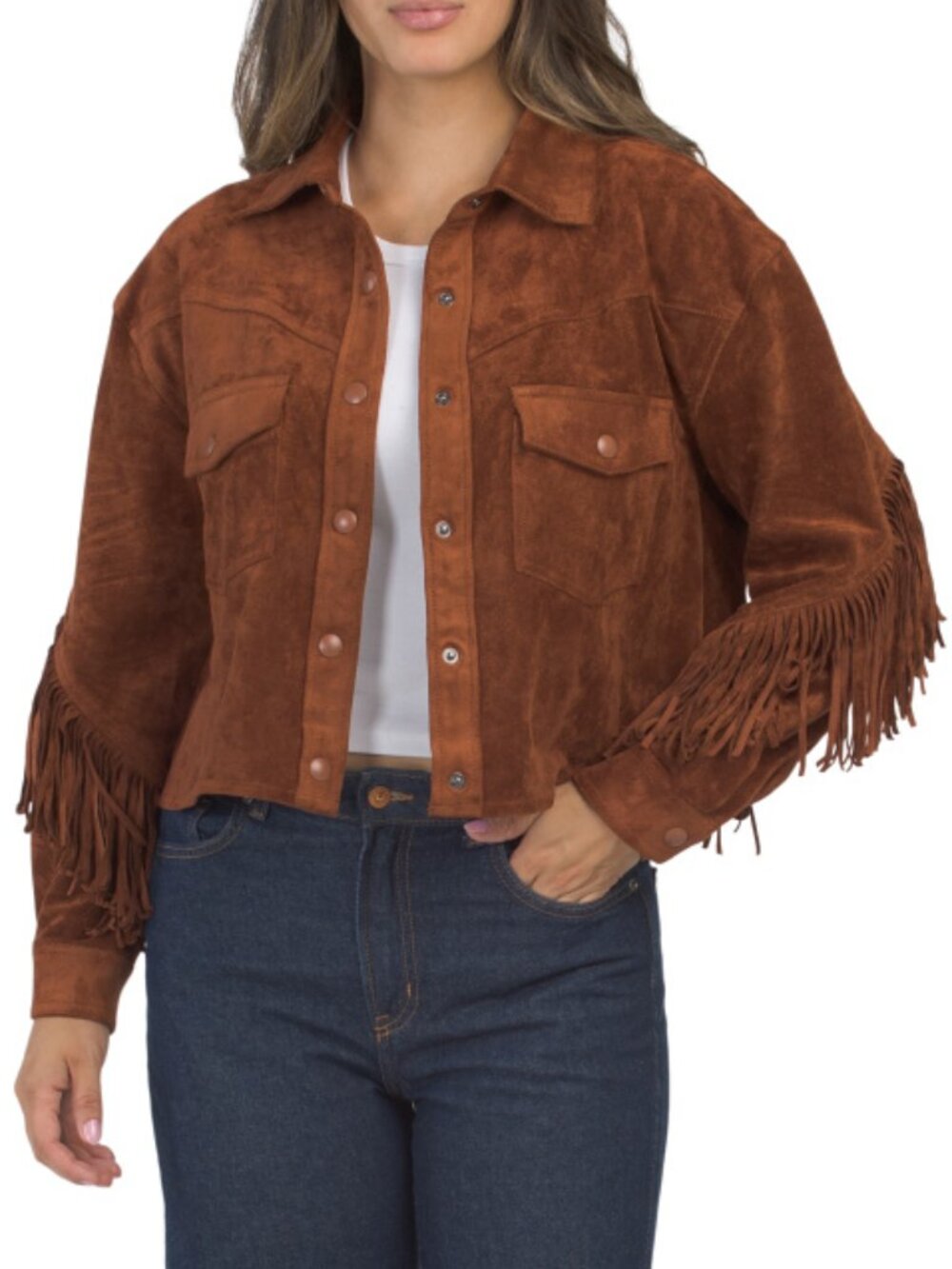BLANK NYC Faux Suede Fringe Jacket